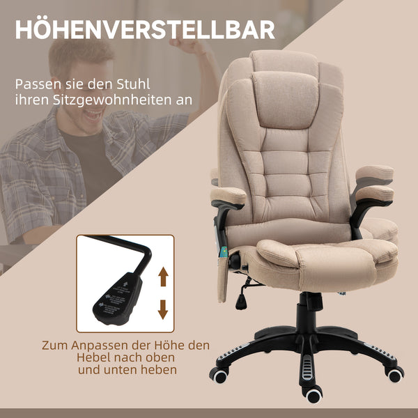 Bürostuhl mit Vibrationsmassage Heiz- & Liegefunktion ergonomisch Braun