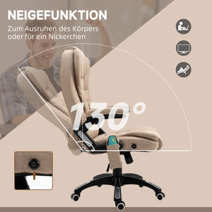 Bürostuhl mit Vibrationsmassage Heiz- & Liegefunktion ergonomisch Braun