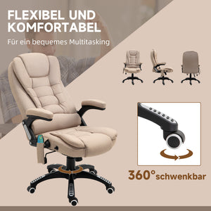 Bürostuhl mit Vibrationsmassage Heiz- & Liegefunktion ergonomisch Braun