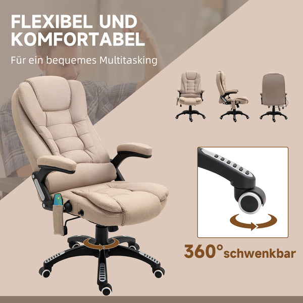 Bürostuhl mit Vibrationsmassage Heiz- & Liegefunktion ergonomisch Braun