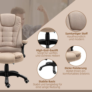 Bürostuhl mit Vibrationsmassage Heiz- & Liegefunktion ergonomisch Braun