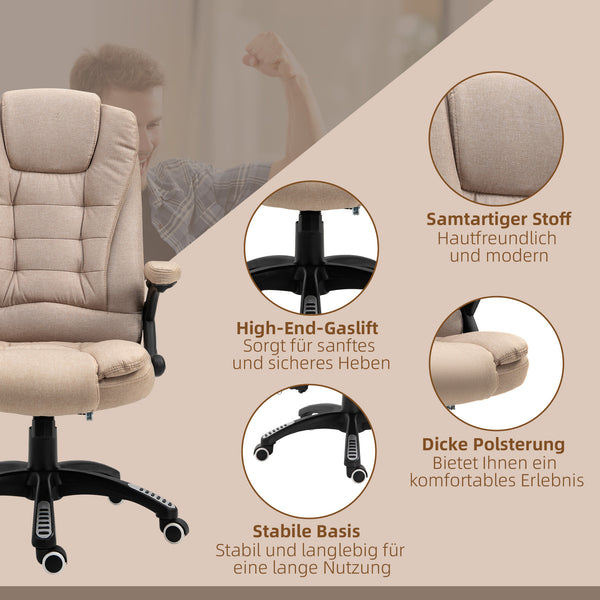 Bürostuhl mit Vibrationsmassage Heiz- & Liegefunktion ergonomisch Braun
