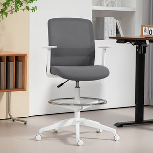 Bürostuhl ergonomisch drehbar mit Netzrücken grau