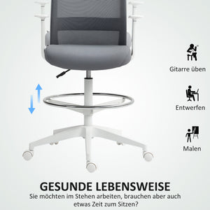 Bürostuhl ergonomisch drehbar mit Netzrücken grau