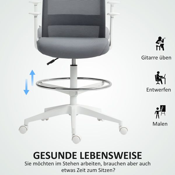Bürostuhl ergonomisch drehbar mit Netzrücken grau