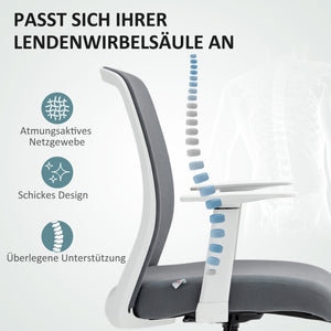 Bürostuhl ergonomisch drehbar mit Netzrücken grau