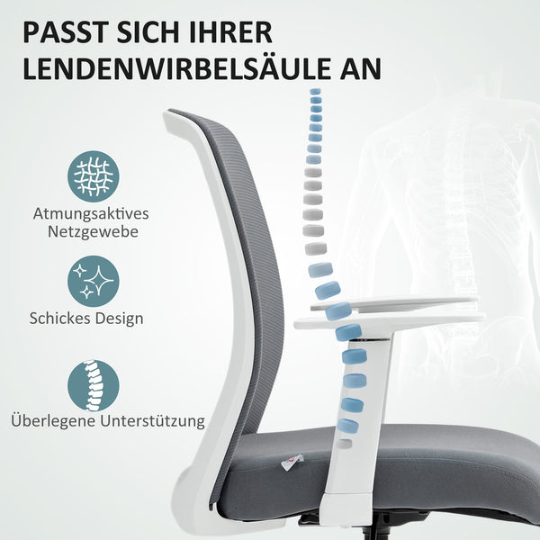 Bürostuhl ergonomisch drehbar mit Netzrücken grau