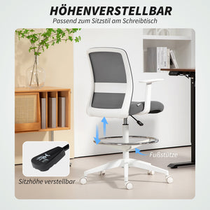 Bürostuhl ergonomisch drehbar mit Netzrücken grau