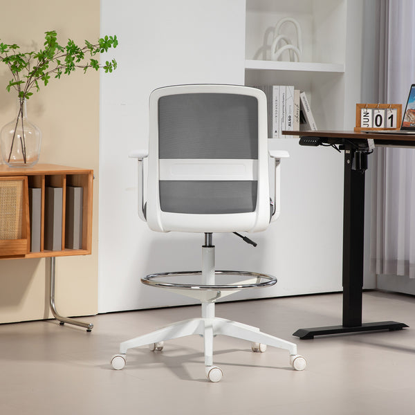 Bürostuhl ergonomisch drehbar mit Netzrücken grau