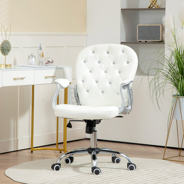 Bürostuhl ergonomisch mit Armlehne und Polster weiss