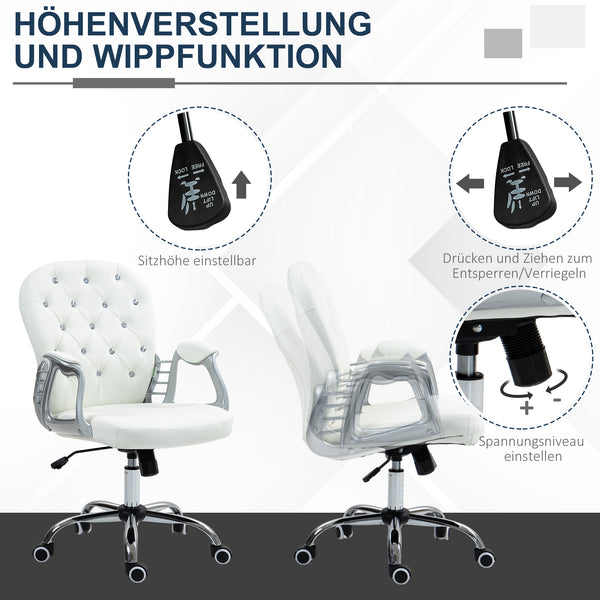 Bürostuhl ergonomisch mit Armlehne und Polster weiss