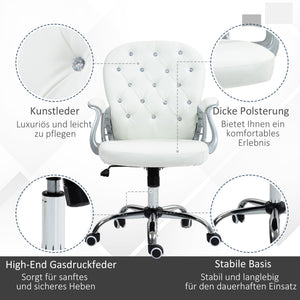 Bürostuhl ergonomisch mit Armlehne und Polster weiss
