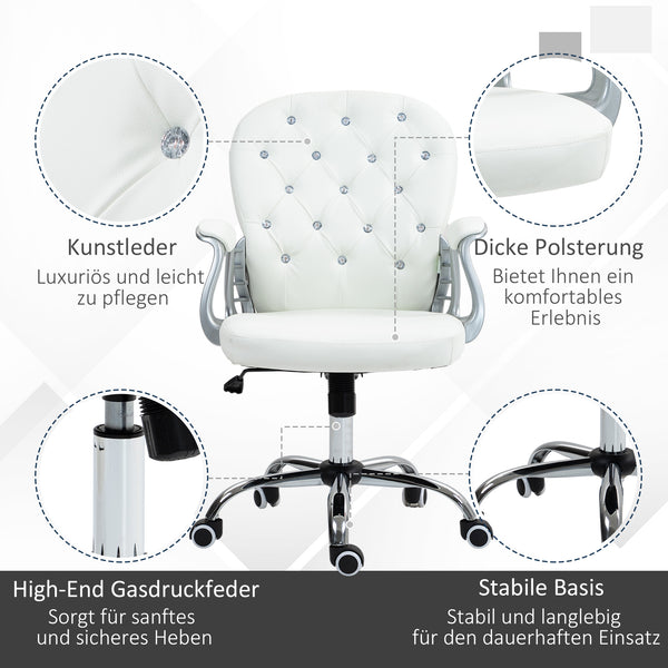 Bürostuhl ergonomisch mit Armlehne und Polster weiss