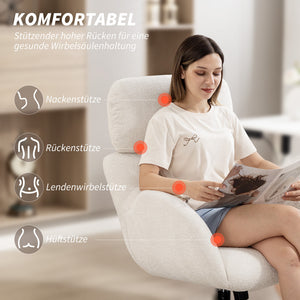 Bürostuhl höhenverstellbar Stoffbezug Samtoptik cremeweiss