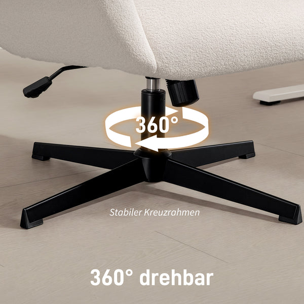 Bürostuhl höhenverstellbar Stoffbezug Samtoptik cremeweiss