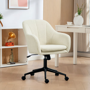 Bürostuhl Schminkstuhl mit Stoffbezug für Schlafzimmer beige