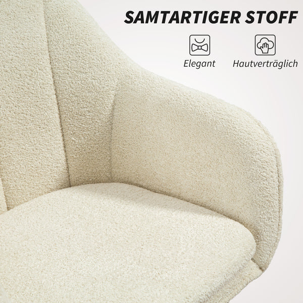 Bürostuhl Schminkstuhl mit Stoffbezug für Schlafzimmer beige
