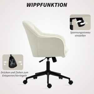 Bürostuhl Schminkstuhl mit Stoffbezug für Schlafzimmer beige