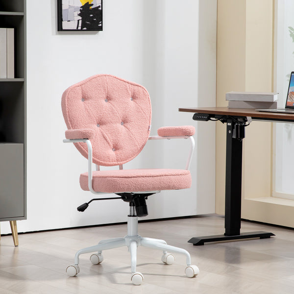 Bürostuhl Teddybärvlies höhenverstellbar Rosa