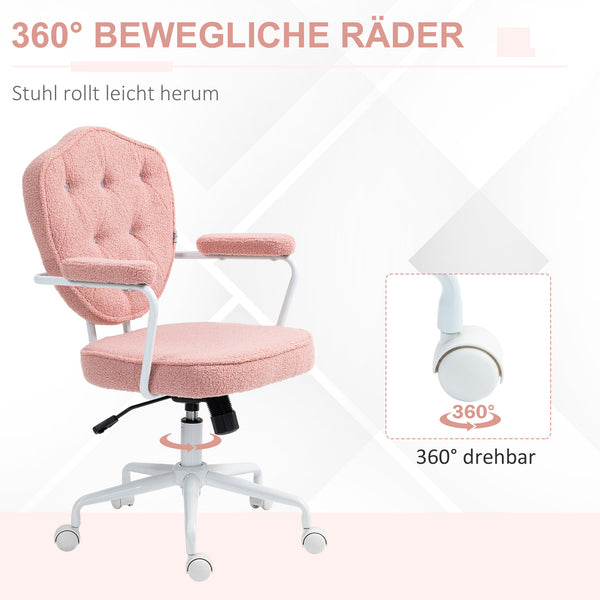 Bürostuhl Teddybärvlies höhenverstellbar Rosa