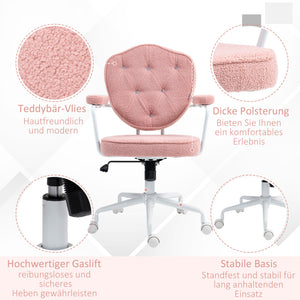 Bürostuhl Teddybärvlies höhenverstellbar Rosa