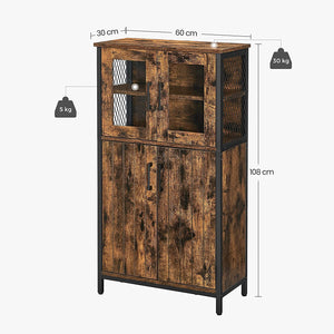 Buffet Kommode Anrichte Verstellbar Wohnzimmer Stahl Braun Schwarz