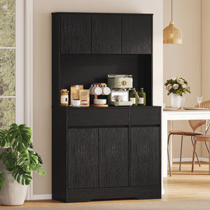 Buffetschrank mit Arbeitsplatte und Regalen schwarz