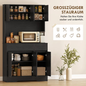 Buffetschrank mit Arbeitsplatte und Regalen schwarz