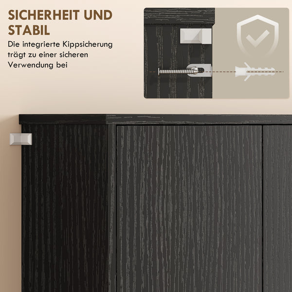 Buffetschrank mit Arbeitsplatte und Regalen schwarz