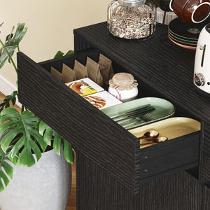 Buffetschrank mit Arbeitsplatte und Regalen schwarz
