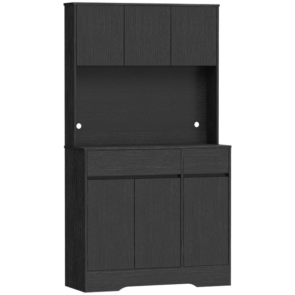 Buffetschrank mit Arbeitsplatte und Regalen schwarz