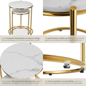Beistelltisch Ellsa weiß/gold 2er Set