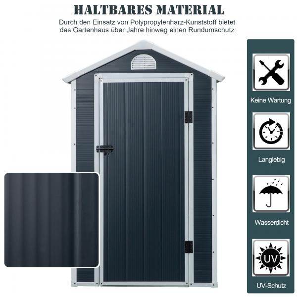 Gerätehaus Geräteschuppen PP Metall Grau