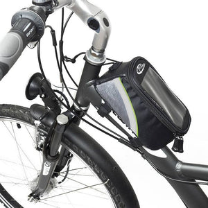 Fahrradtasche mit Rahmen-Befestigung für Smartphones schwarz/grau/grün 18 x 8,5 x 8,5 cm