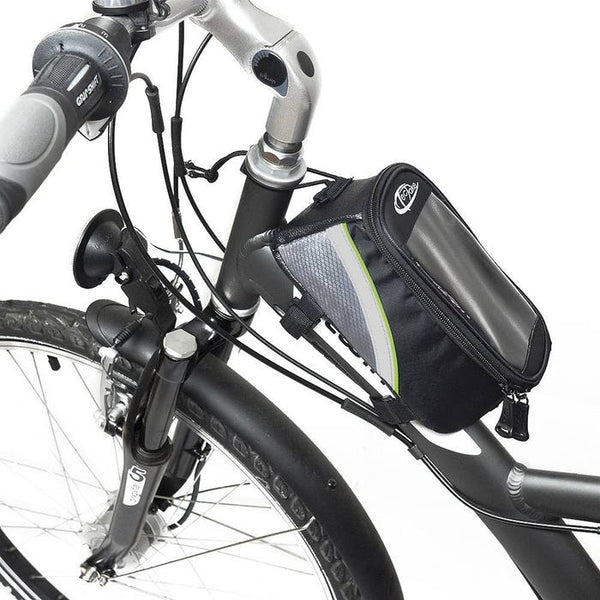 Fahrradtasche mit Rahmen-Befestigung für Smartphones schwarz/grau/grün 18 x 8,5 x 8,5 cm