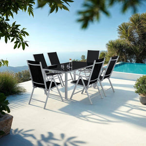 2 Aluminium Gartenstühle schwarz/silber