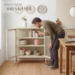Metallvitrine Baker mit Glastüren creme