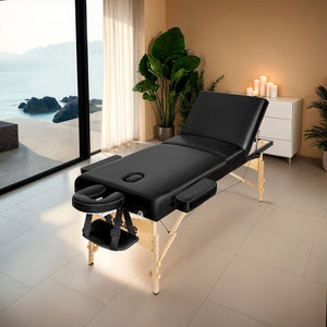 3 Zonen Massageliege-Set schwarz