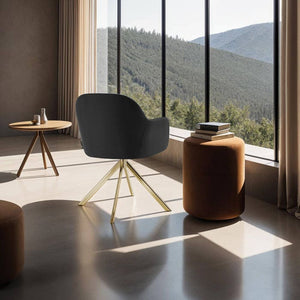 Samt-Drehstuhl Lona schwarz/gold pro Stück