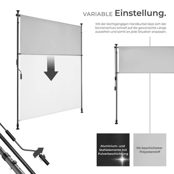 Klemmmarkise Taija hellgrau 120 x 310 cm