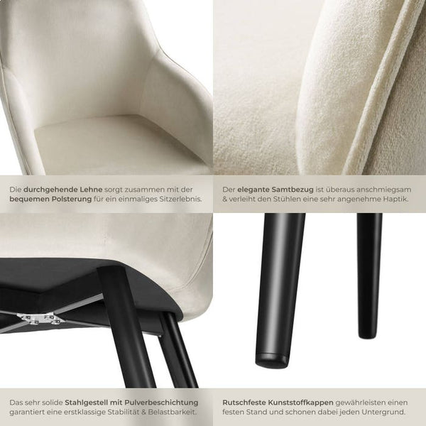 6er Set Stuhl Marilyn, schwarz/crème