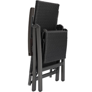 Rattanstuhl Brisbane klappbar mit Aluminiumgestell und Fussablage schwarz
