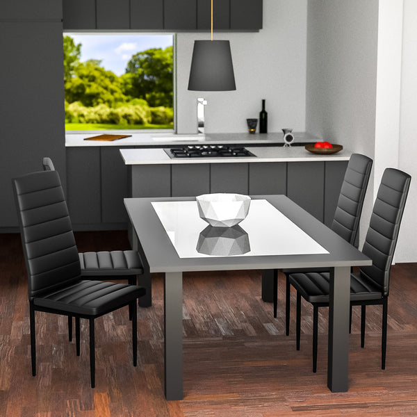 4 Esszimmerstühle Kunstleder, schwarz
