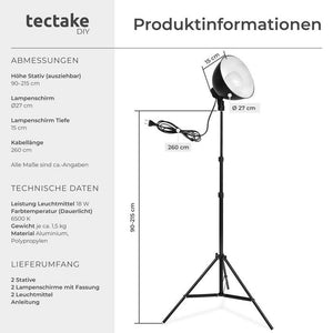 2 Studioleuchten im Set Stativ & Leuchtmittel