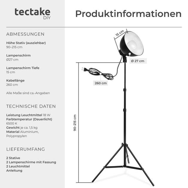 2 Studioleuchten im Set Stativ & Leuchtmittel