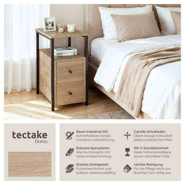 Nachttisch Tullamore Industrial Holz hell, Eiche Sonoma