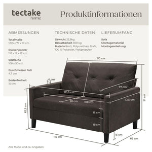 Sofa Viborg 2-Sitzer mit Federkern grau