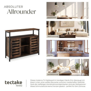 Sideboard Warrington 100x37x82cm Industrial dunkelbraun