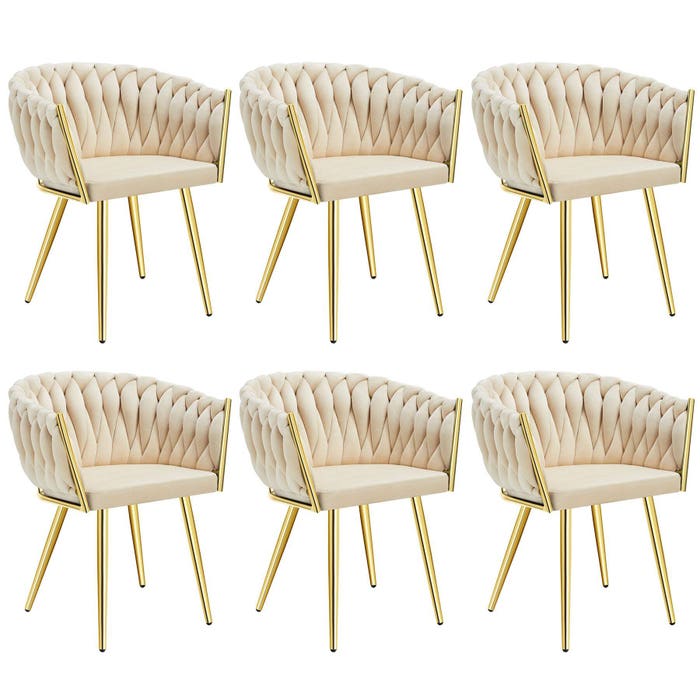 Ensemble de 6 chaises de salle à manger Astano, sable/or 