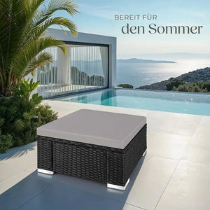 Rattan Sitzhocker Bitonto schwarz/grau